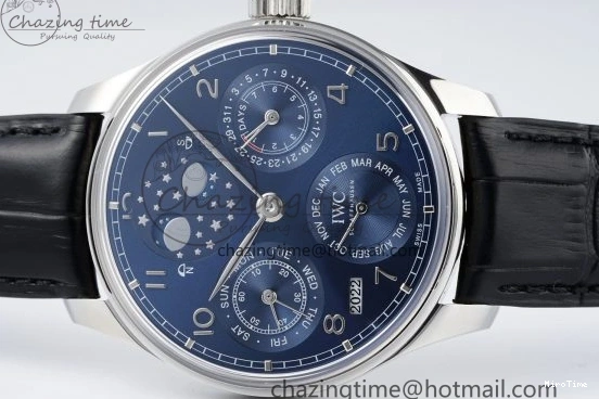 MIROTIME 0522 Bold Portugieser Perpetual Calendar SS 5033 APSF 1:1 Best Edition Blue Dial on Black Leather Strap A52610 Clone 7041